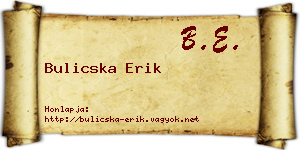 Bulicska Erik névjegykártya